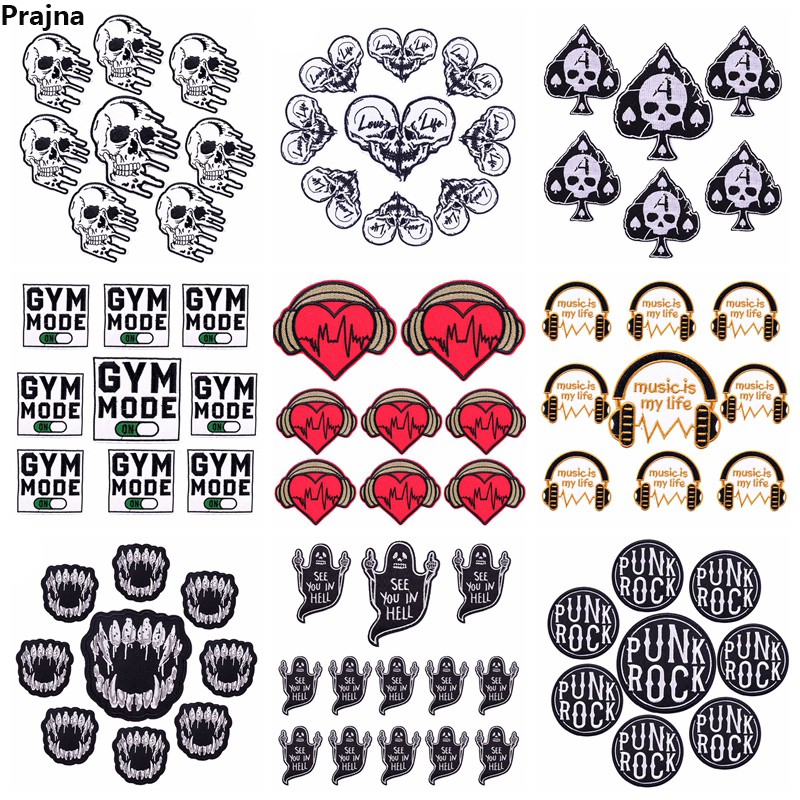 록 스타일 자수 패치, 펑크 해골 패치, 다리미 온 패 - Streetwear Brand Stickers 리뷰 및 가격