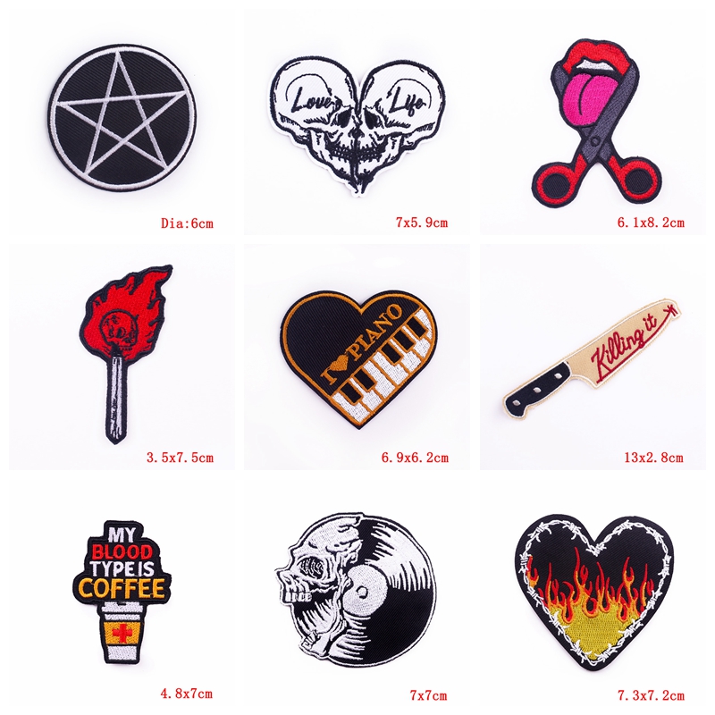 록 스타일 자수 패치, 펑크 해골 패치, 다리미 온 패 - Streetwear Brand Stickers 리뷰 및 가격