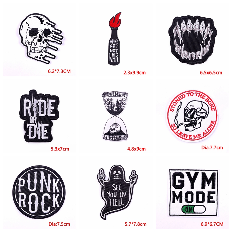 록 스타일 자수 패치, 펑크 해골 패치, 다리미 온 패 - Streetwear Brand Stickers 리뷰 및 가격